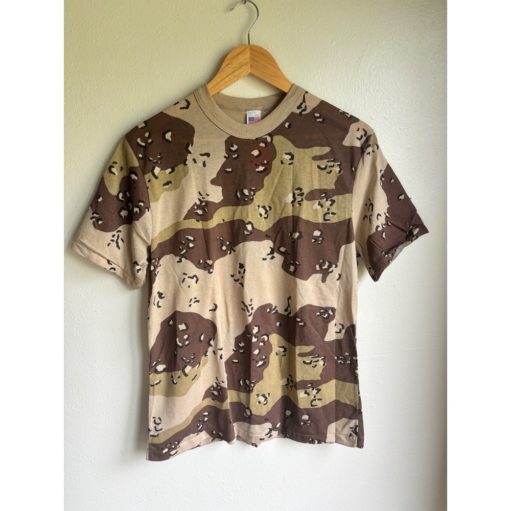 Vintage 90s Chocolate Chip Desert Camo T-Shirt USA Made Single Stitch Large